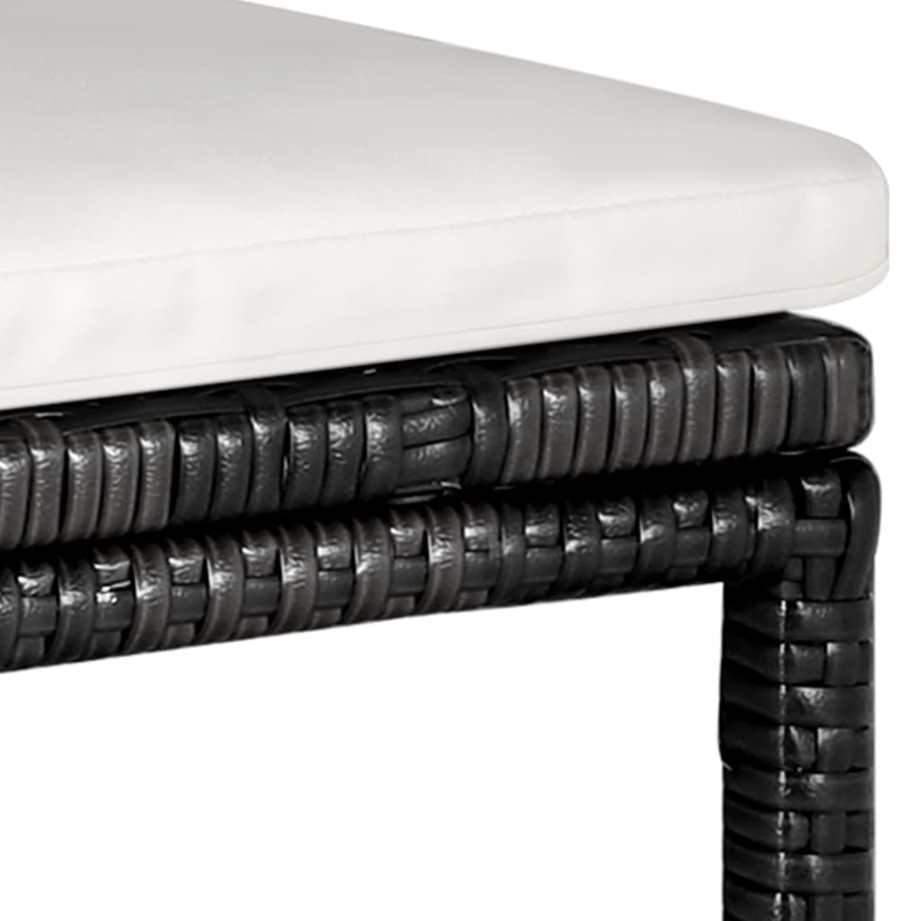 5 darabos fekete polyrattan kerti bárszett párnákkal