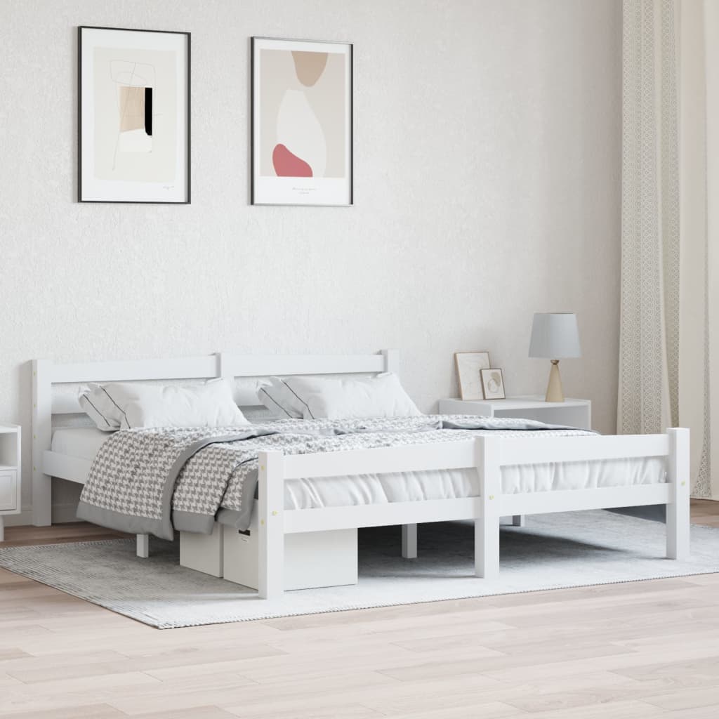 fehér tömör fenyőfa ágykeret 160 x 200 cm