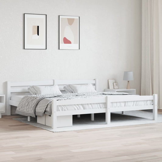 fehér tömör fenyőfa ágykeret matrac nélkül 200 x 200 cm