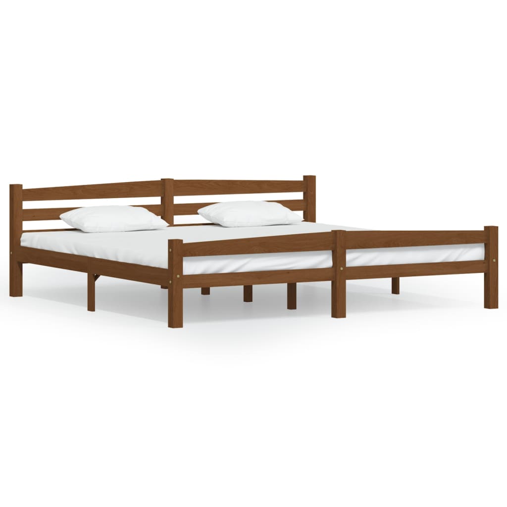 mézbarna tömör fenyőfa ágykeret matrac nélkül 200 x 200 cm