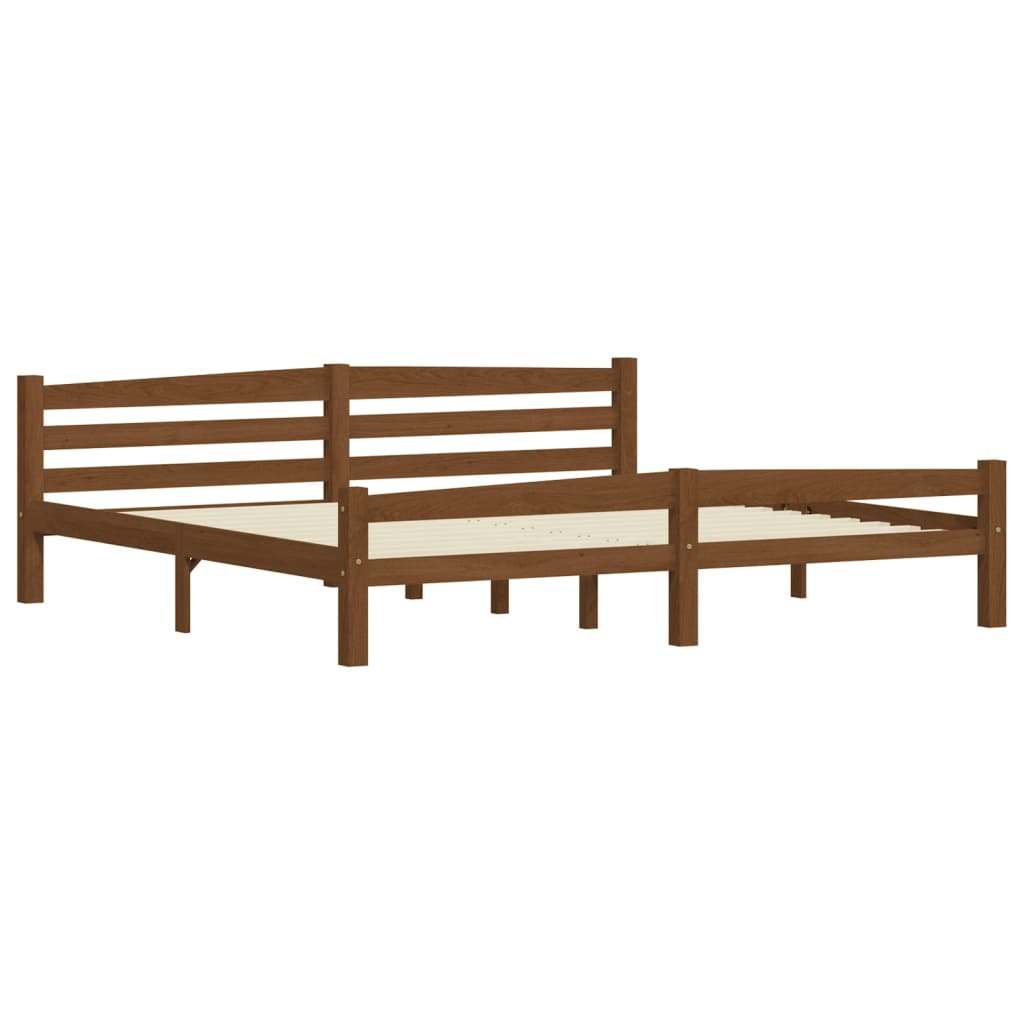 mézbarna tömör fenyőfa ágykeret matrac nélkül 200 x 200 cm