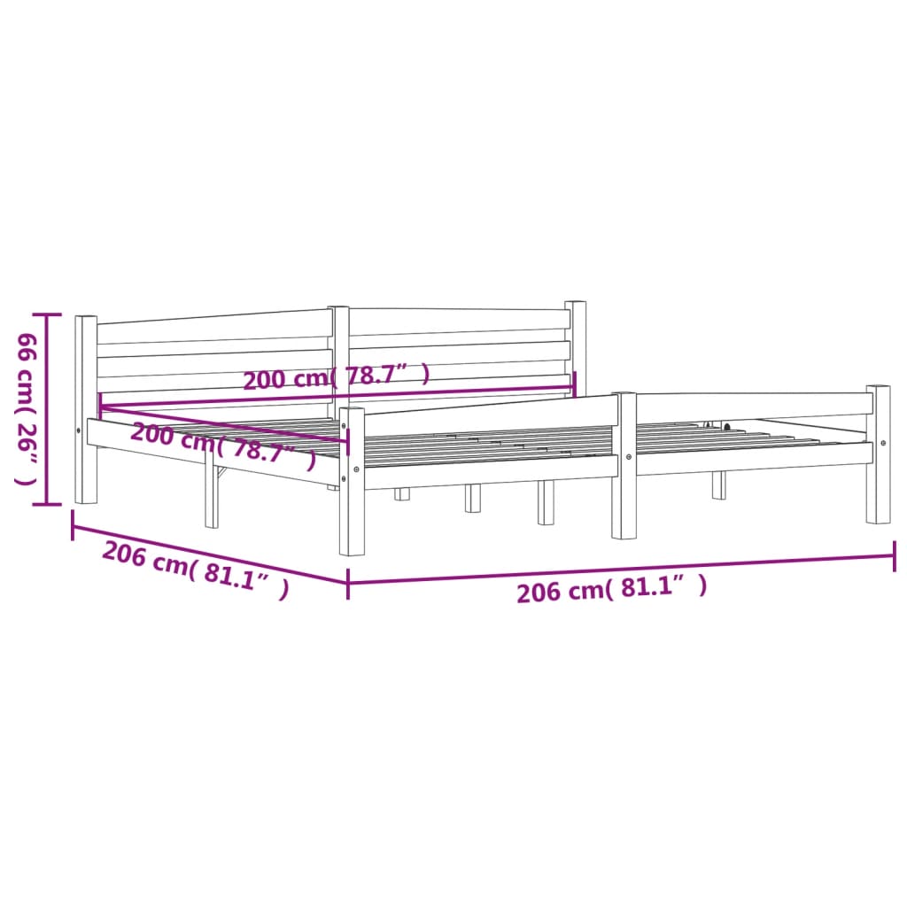 mézbarna tömör fenyőfa ágykeret matrac nélkül 200 x 200 cm