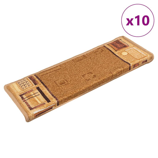 10 db bézs öntapadó lépcsőszőnyeg 65x21x4 cm