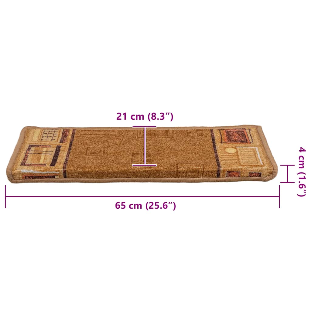 10 db bézs öntapadó lépcsőszőnyeg 65x21x4 cm