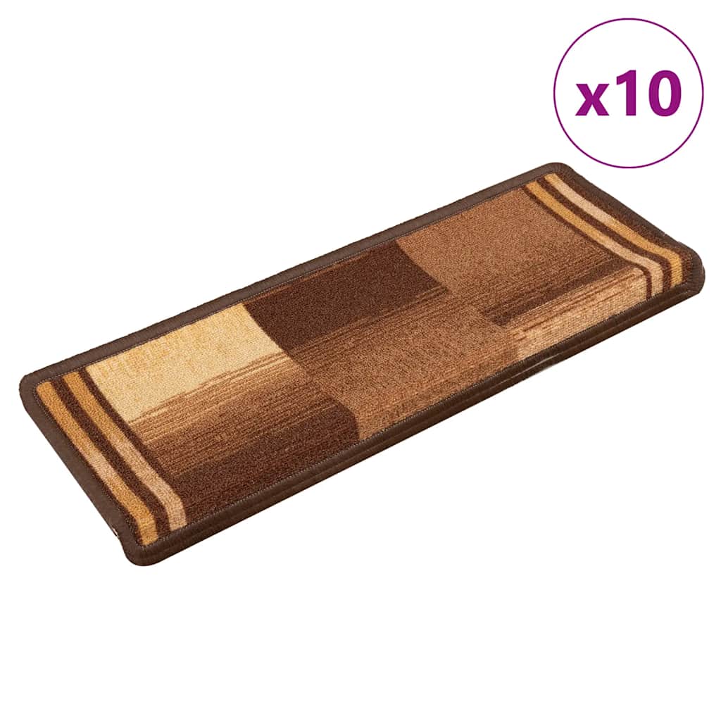 10 db barna öntapadó lépcsőszőnyeg 65x21x4 cm