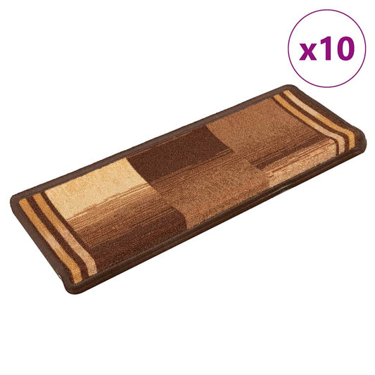 10 db barna öntapadó lépcsőszőnyeg 65x21x4 cm