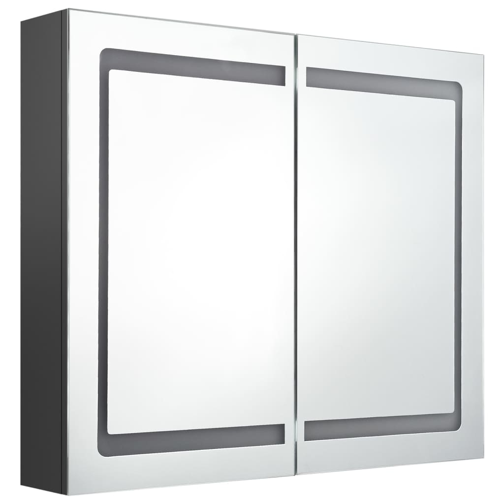 szürke LED-es tükrös fürdőszobaszekrény 80 x 12 x 68 cm
