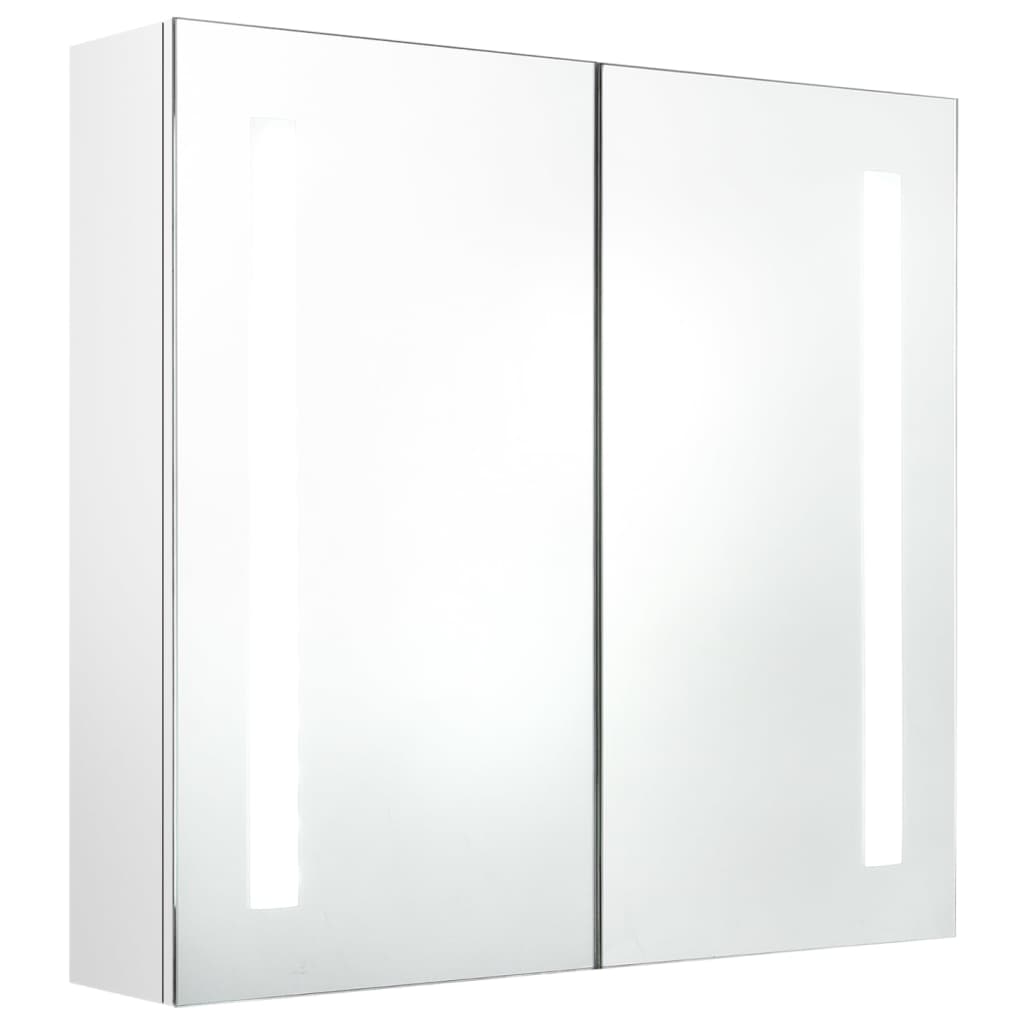 fényes fehér LED-es tükrös fürdőszobaszekrény 62 x 14 x 60 cm