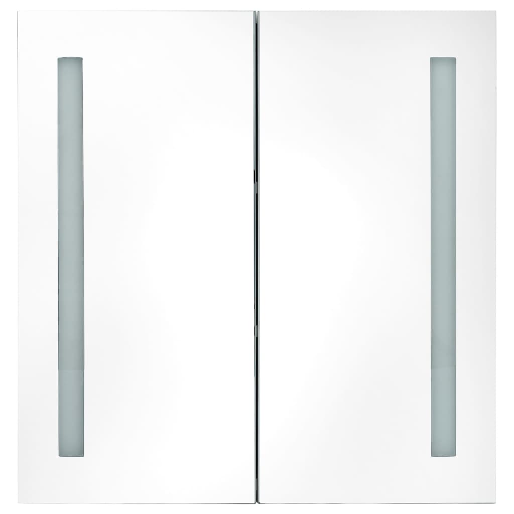 fényes fehér LED-es tükrös fürdőszobaszekrény 62 x 14 x 60 cm