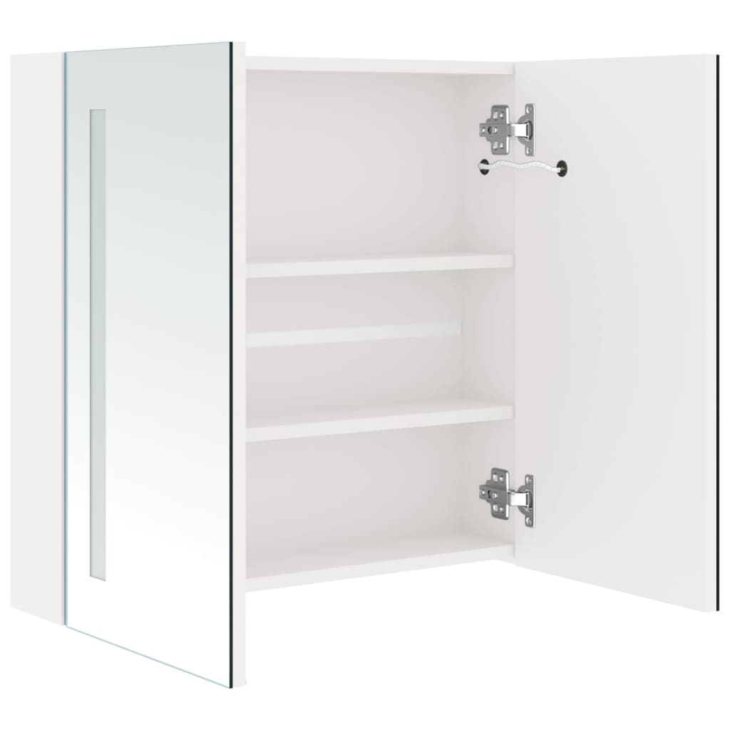 fényes fehér LED-es tükrös fürdőszobaszekrény 62 x 14 x 60 cm
