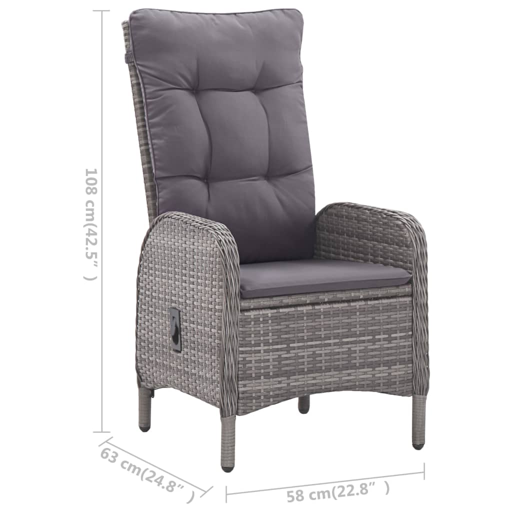 3 részes szürke kerti étkezőszett