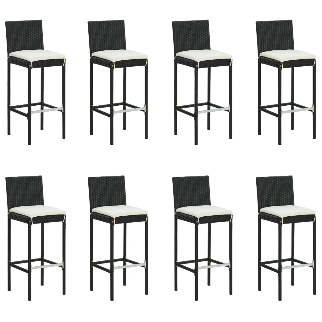 9 részes fekete kerti bárszett párnákkal