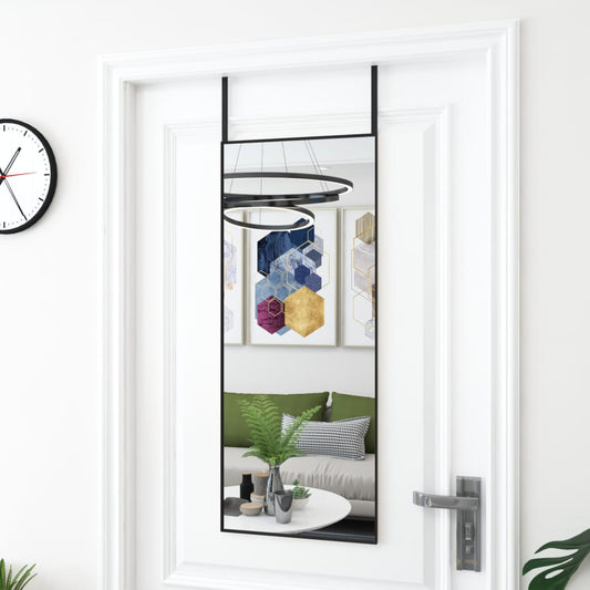 fekete üveg és alumínium ajtótükör 40x100 cm