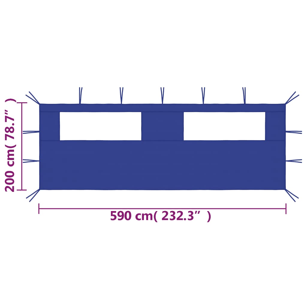 kék ablakos pavilonfal 6 x 2 m