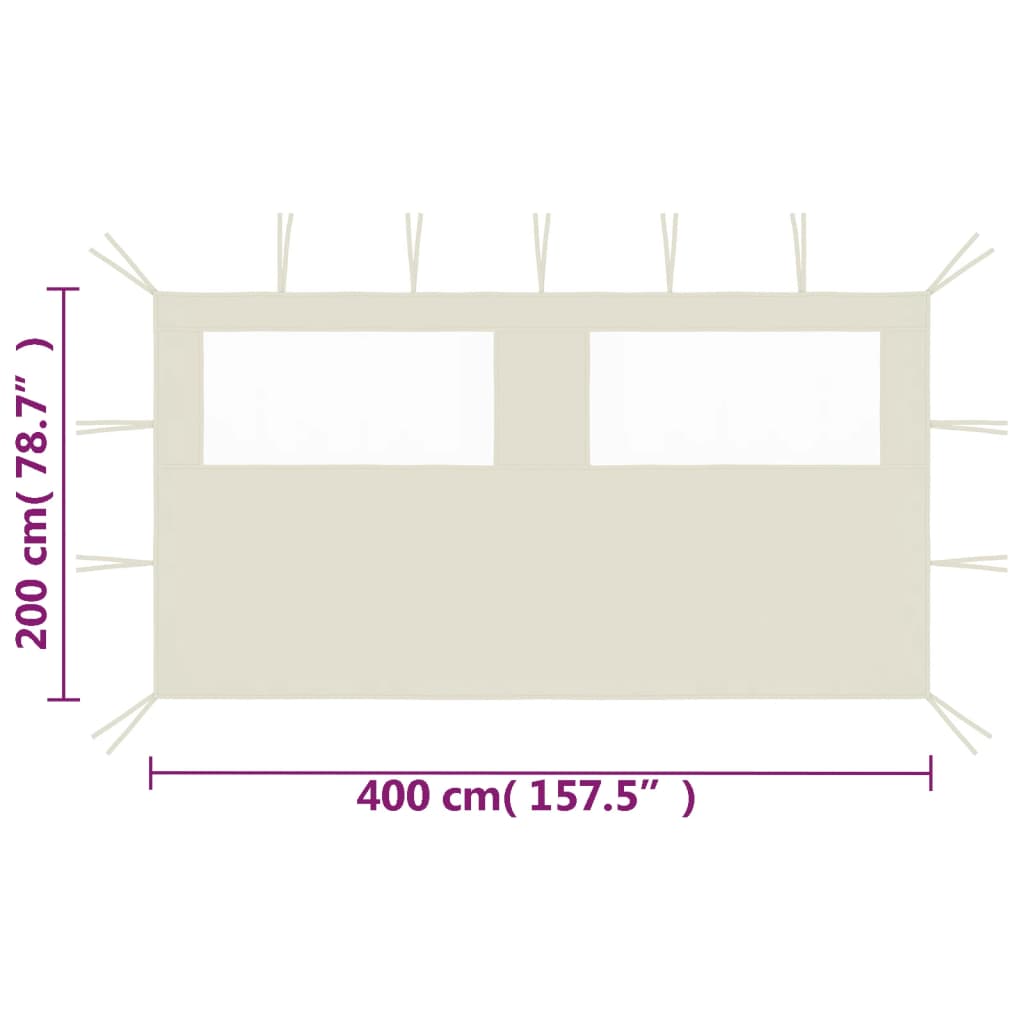 krémszínű ablakos pavilonfal 4 x 2 m