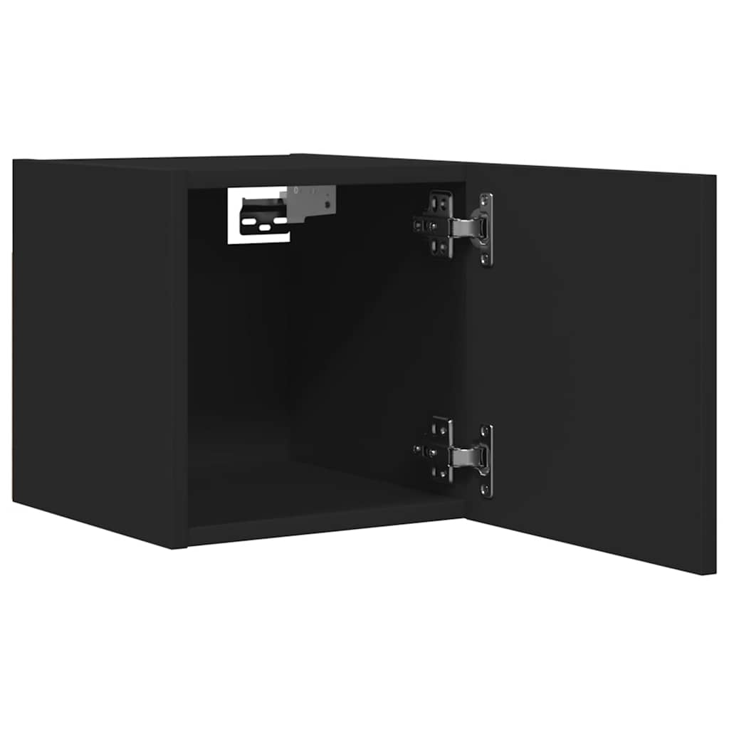 fekete falra szerelhető TV-szekrény 30,5 x 30 x 30 cm