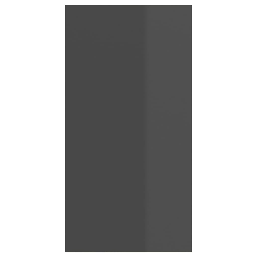 magasfényű szürke szerelt fa fali TV-szekrény 37 x 37 x 72 cm