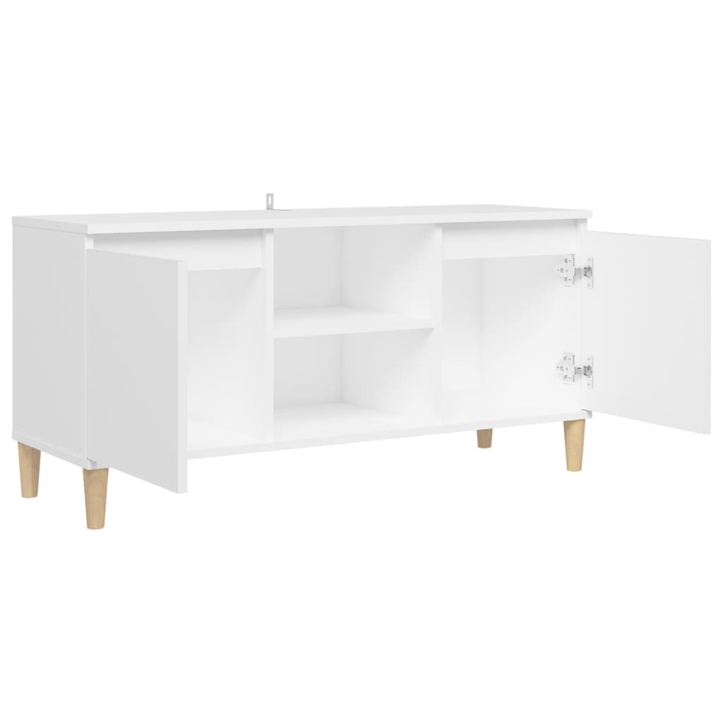 fehér TV-szekrény tömör falábakkal 103,5 x 35 x 50 cm