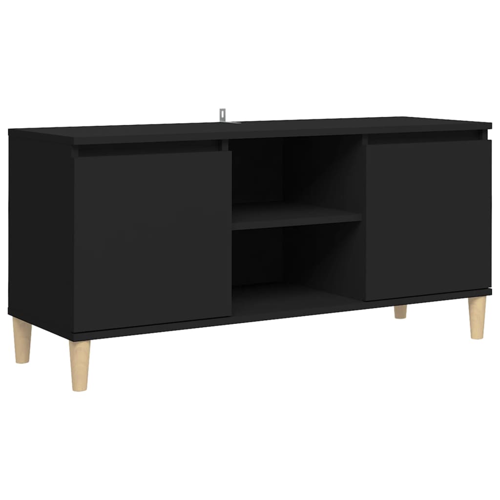 fekete TV-szekrény tömör falábakkal 103,5 x 35 x 50 cm