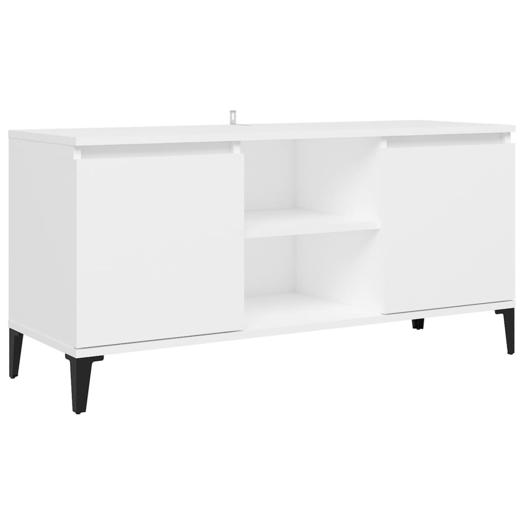 fehér TV-szekrény tömör fémlábakkal 103,5 x 35 x 50 cm