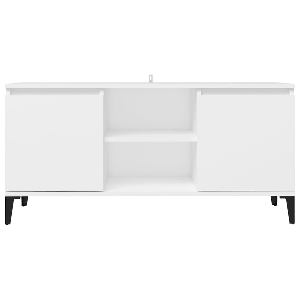 fehér TV-szekrény tömör fémlábakkal 103,5 x 35 x 50 cm