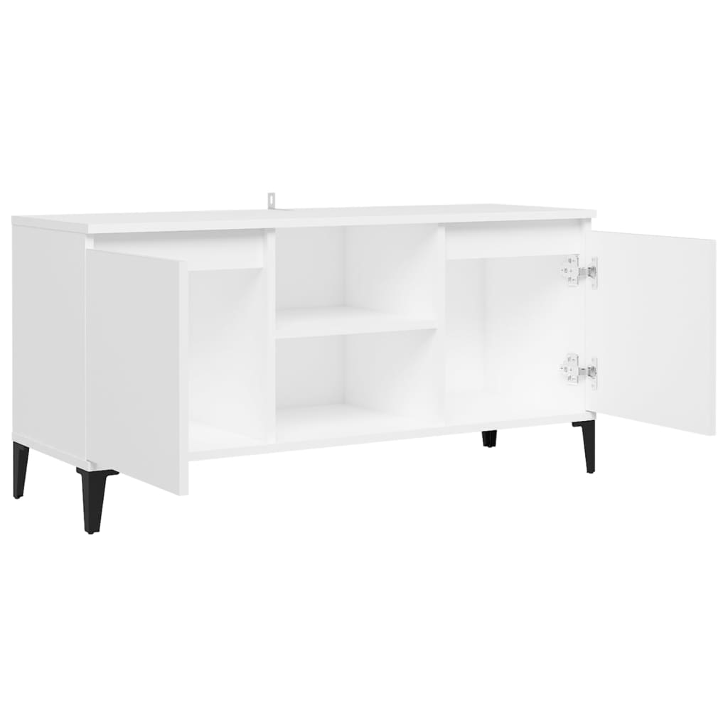 fehér TV-szekrény tömör fémlábakkal 103,5 x 35 x 50 cm