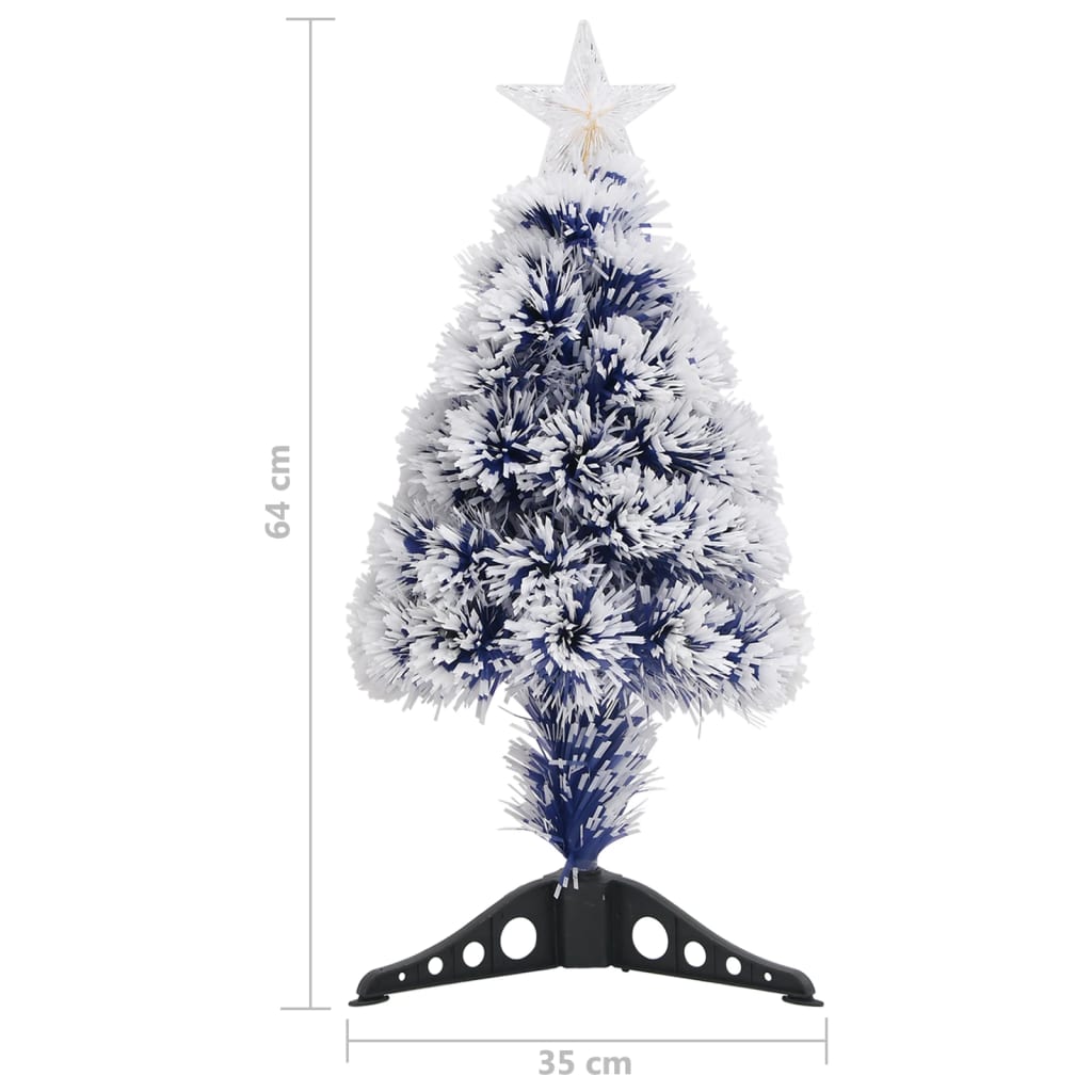 fehér és kék száloptikás megvilágított műkarácsonyfa 64 cm