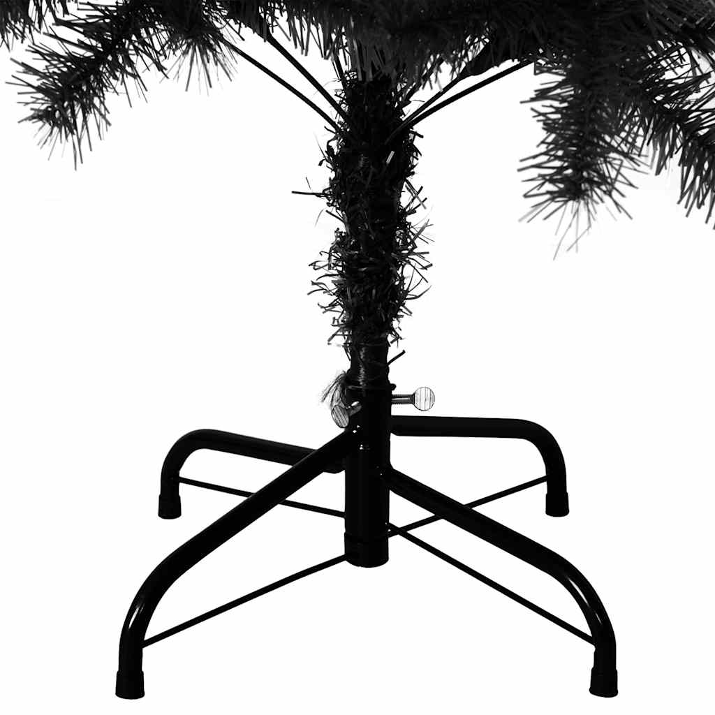fekete PVC műkarácsonyfa állvánnyal 120 cm