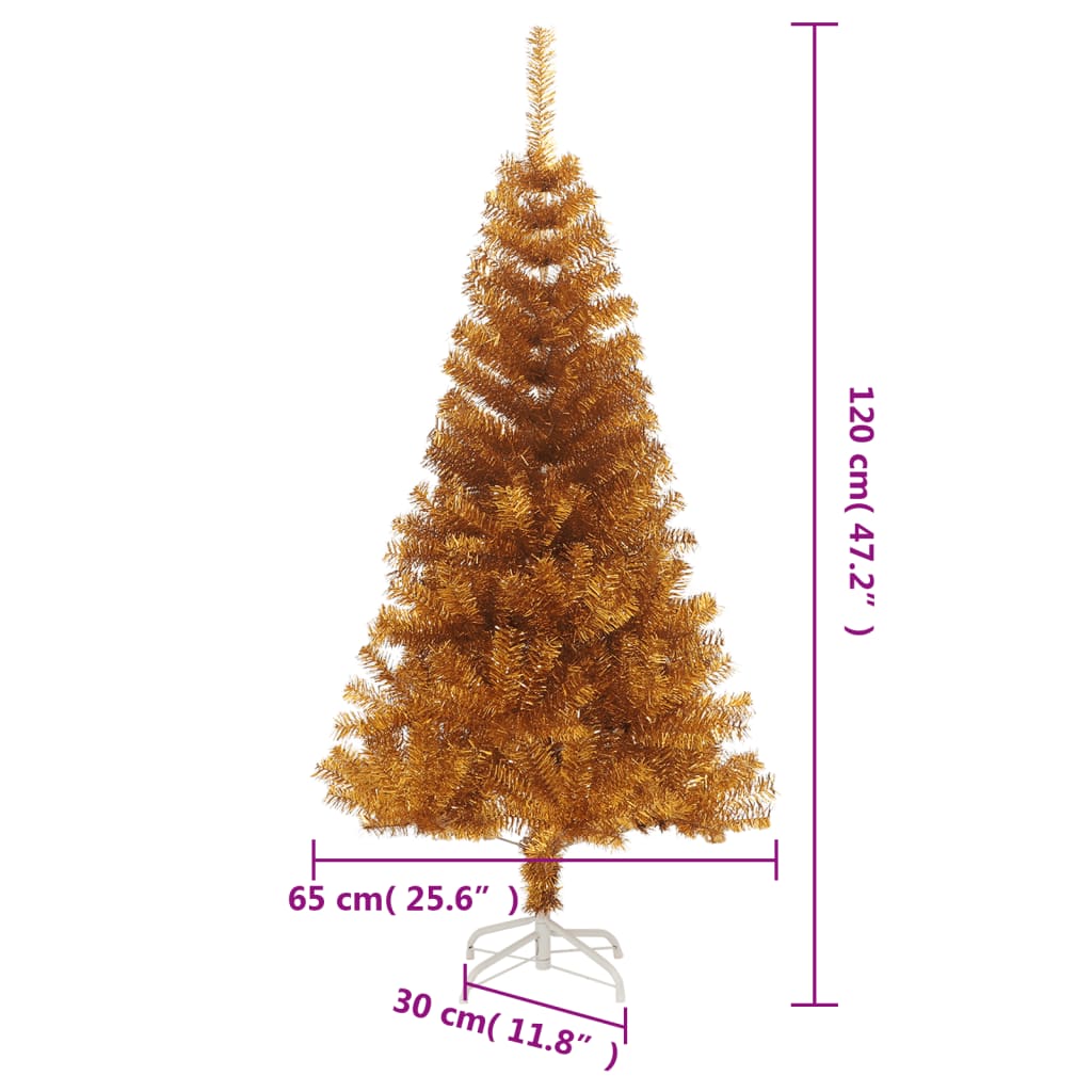aranyszínű PET műkarácsonyfa állvánnyal 120 cm