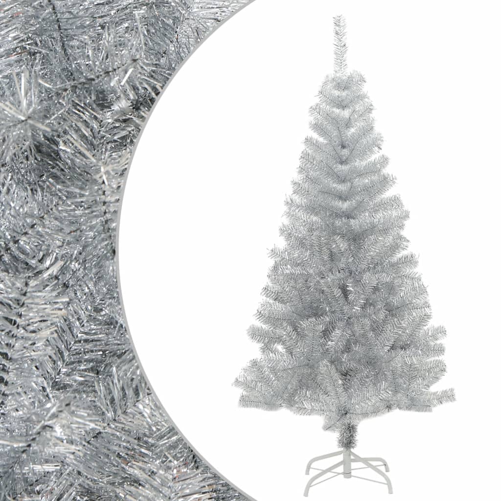 ezüstszínű PET műkarácsonyfa állvánnyal 120 cm