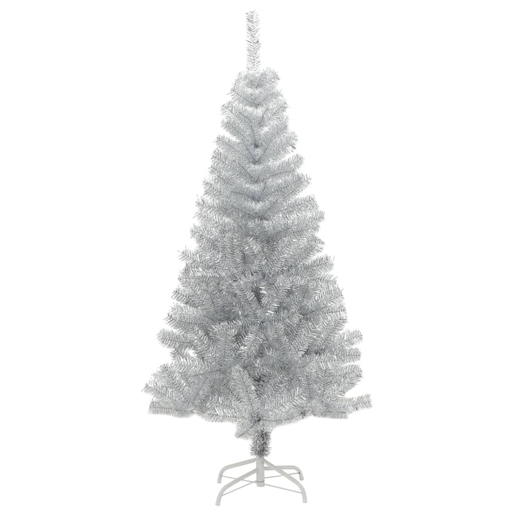 ezüstszínű PET műkarácsonyfa állvánnyal 120 cm