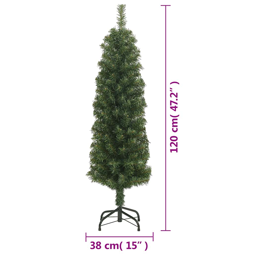 zöld PVC vékony műkarácsonyfa állvánnyal 120 cm