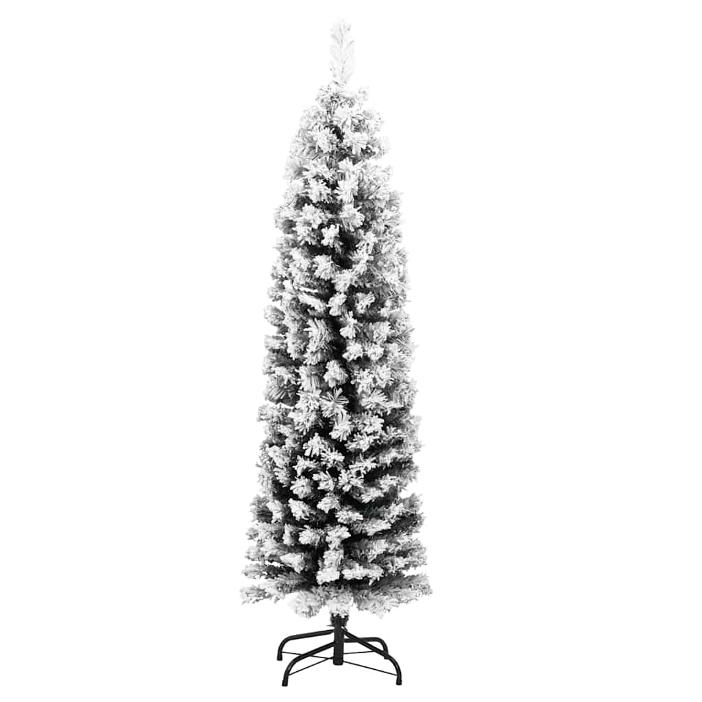 zöld PVC vékony műkarácsonyfa hóval 120 cm