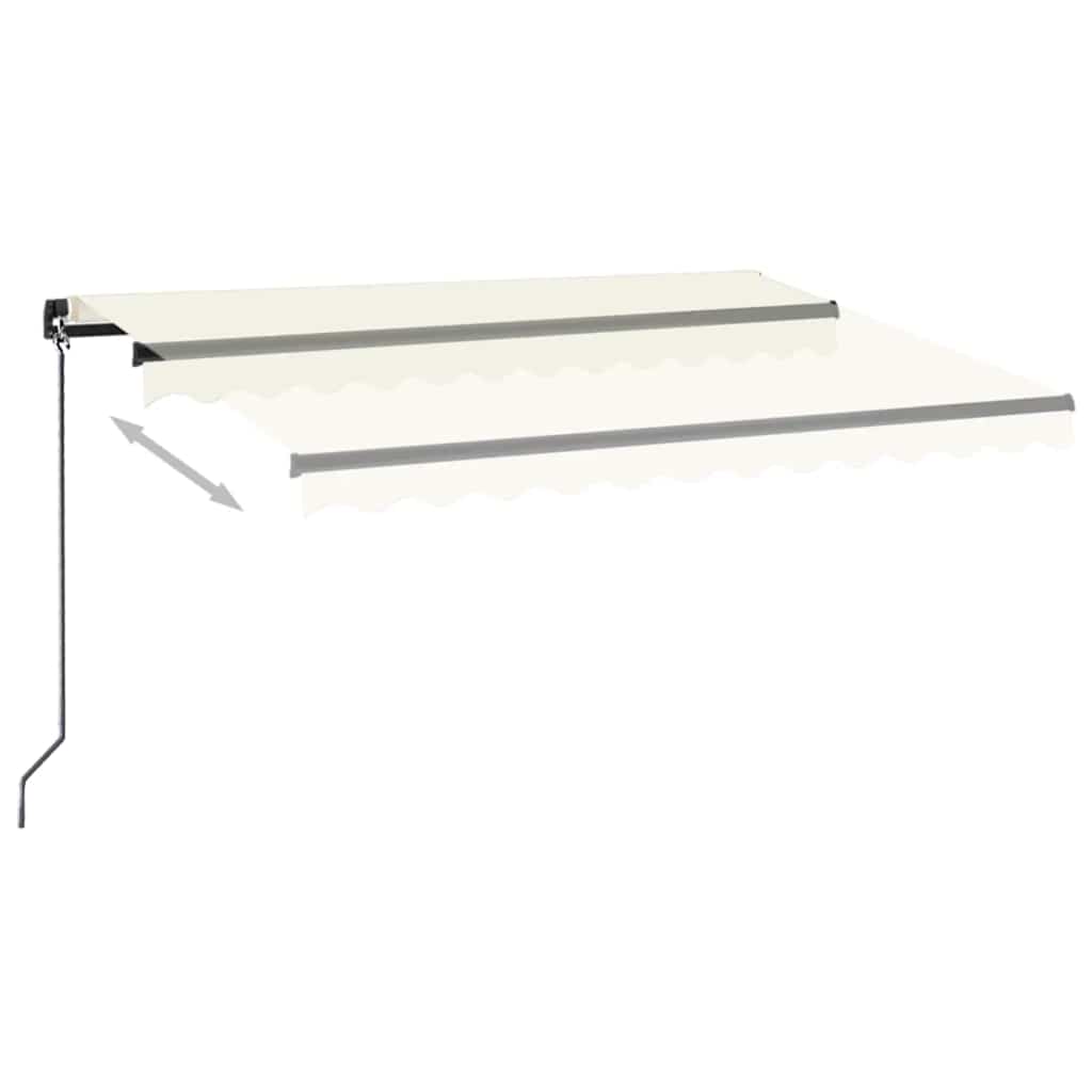 krémszínű kézzel kihúzható LED-es napellenző 350 x 250 cm