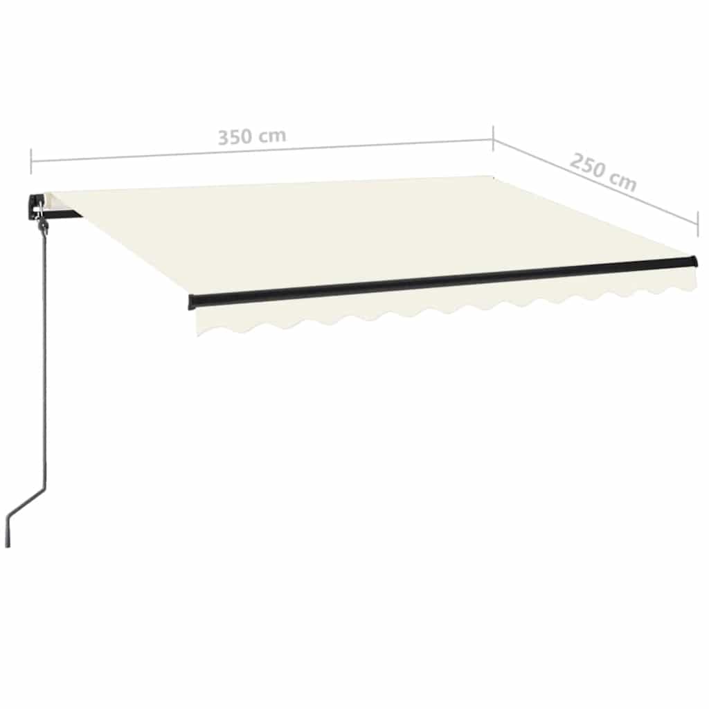 krémszínű kézzel kihúzható LED-es napellenző 350 x 250 cm