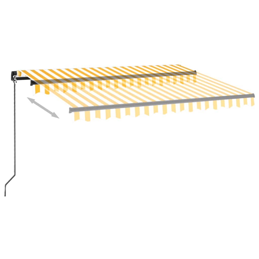 sárga és fehér kézzel kihúzható LED-es napellenző 350 x 250 cm