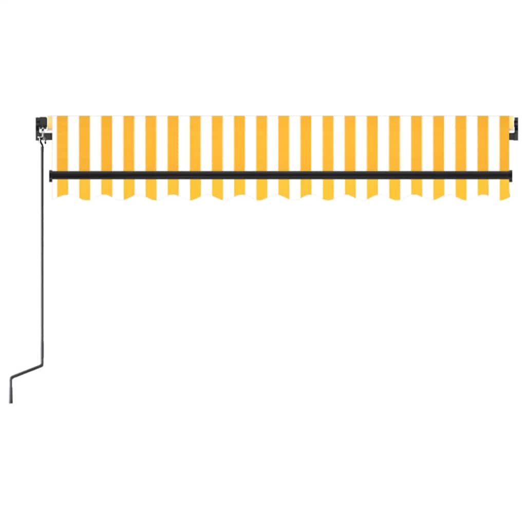 sárga és fehér kézzel kihúzható LED-es napellenző 350 x 250 cm