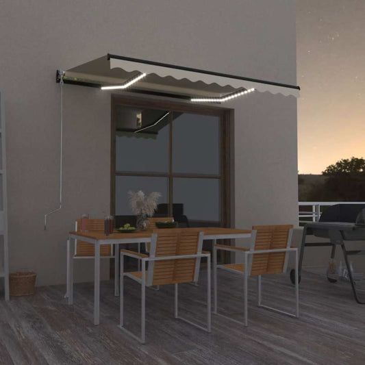 sárga és fehér kézzel kihúzható LED-es napellenző 350 x 250 cm