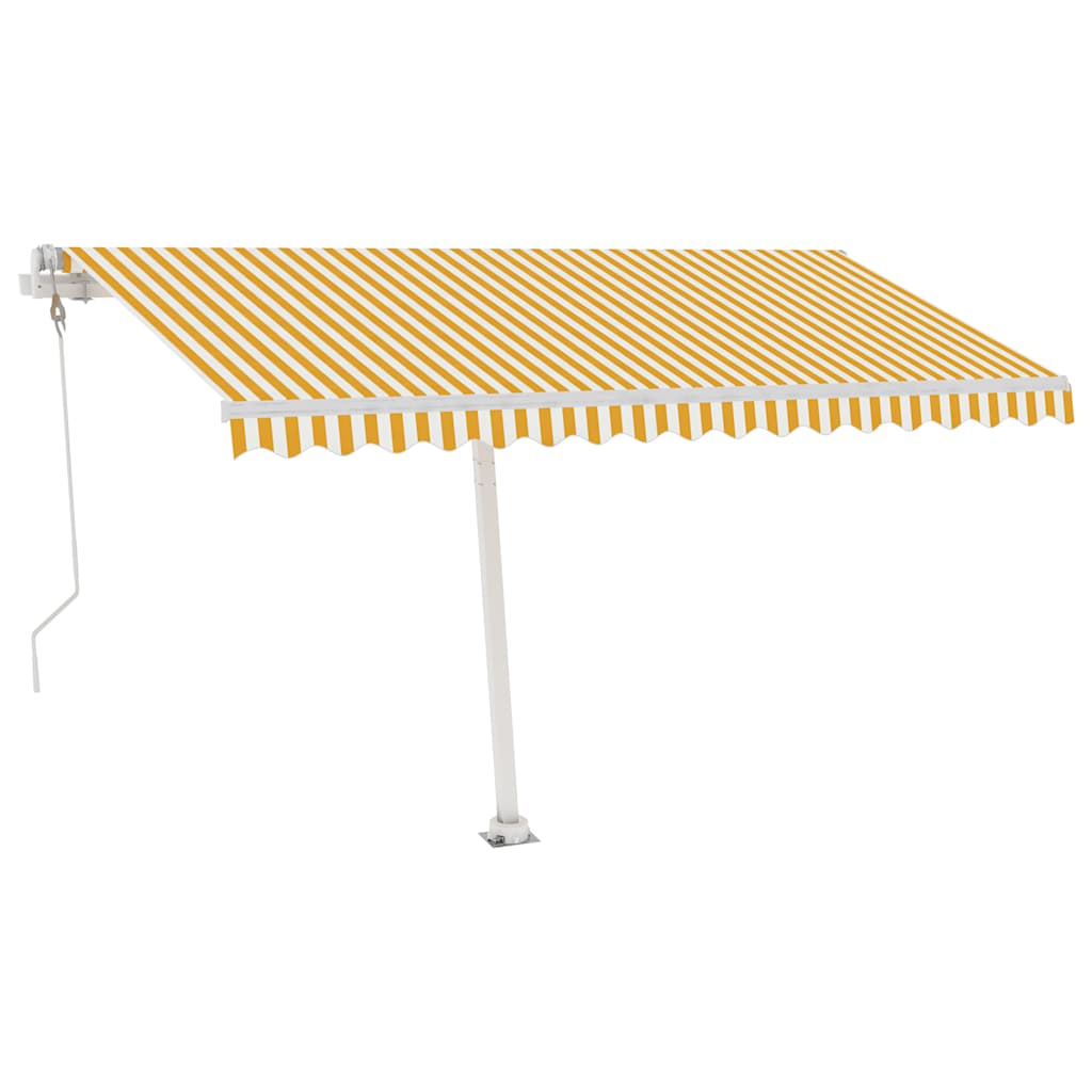 sárga és fehér automata póznás napellenző 400 x 300 cm