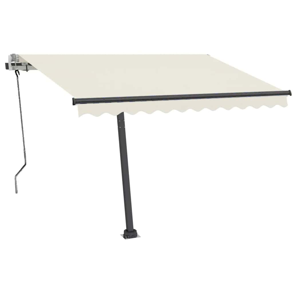 krémszínű kézzel kihúzható LED-es napellenző 350 x 250 cm