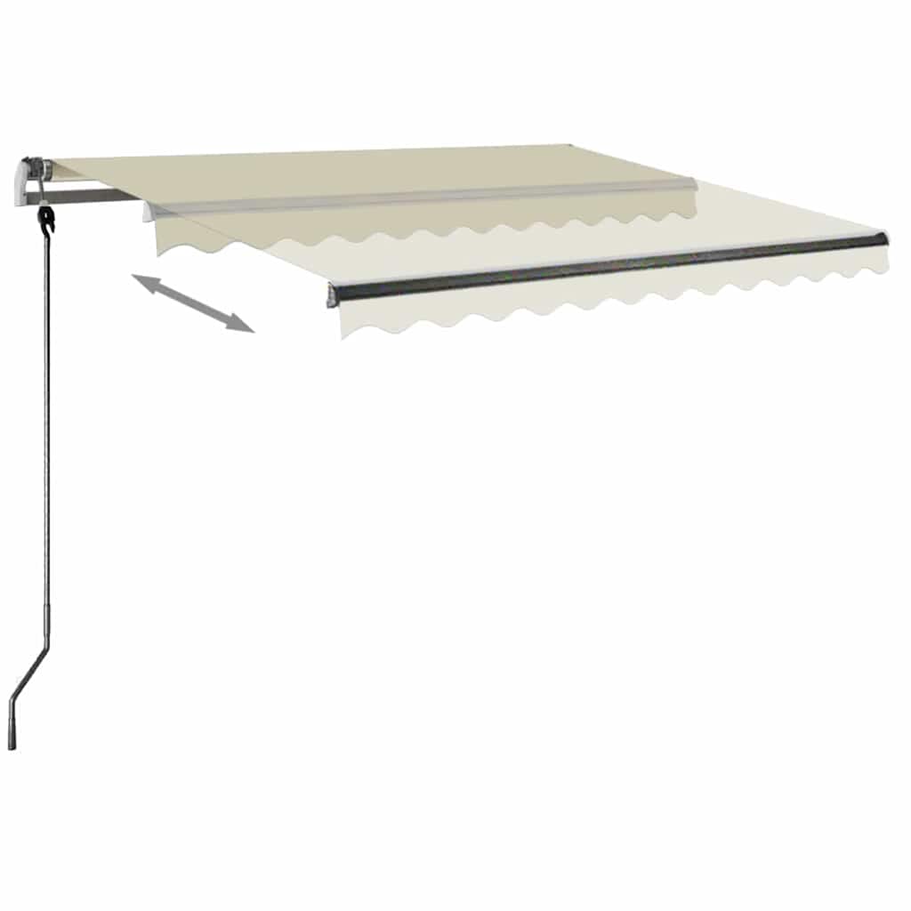 krémszínű kézzel kihúzható LED-es napellenző 350 x 250 cm