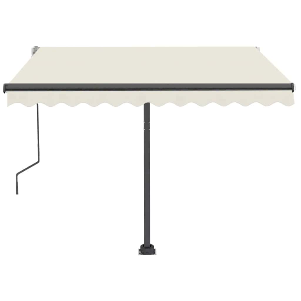 krémszínű kézzel kihúzható LED-es napellenző 350 x 250 cm