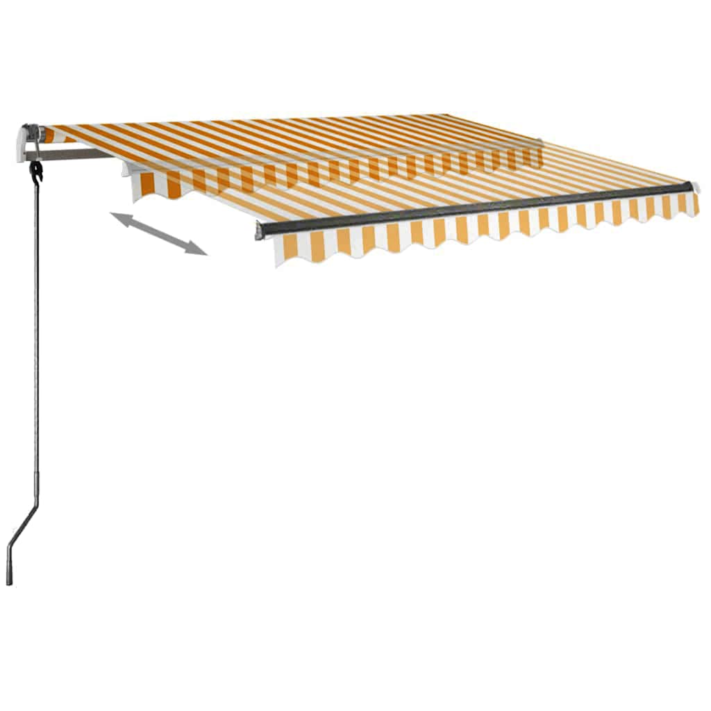 sárga és fehér kézzel kihúzható LED-es napellenző 350 x 250 cm