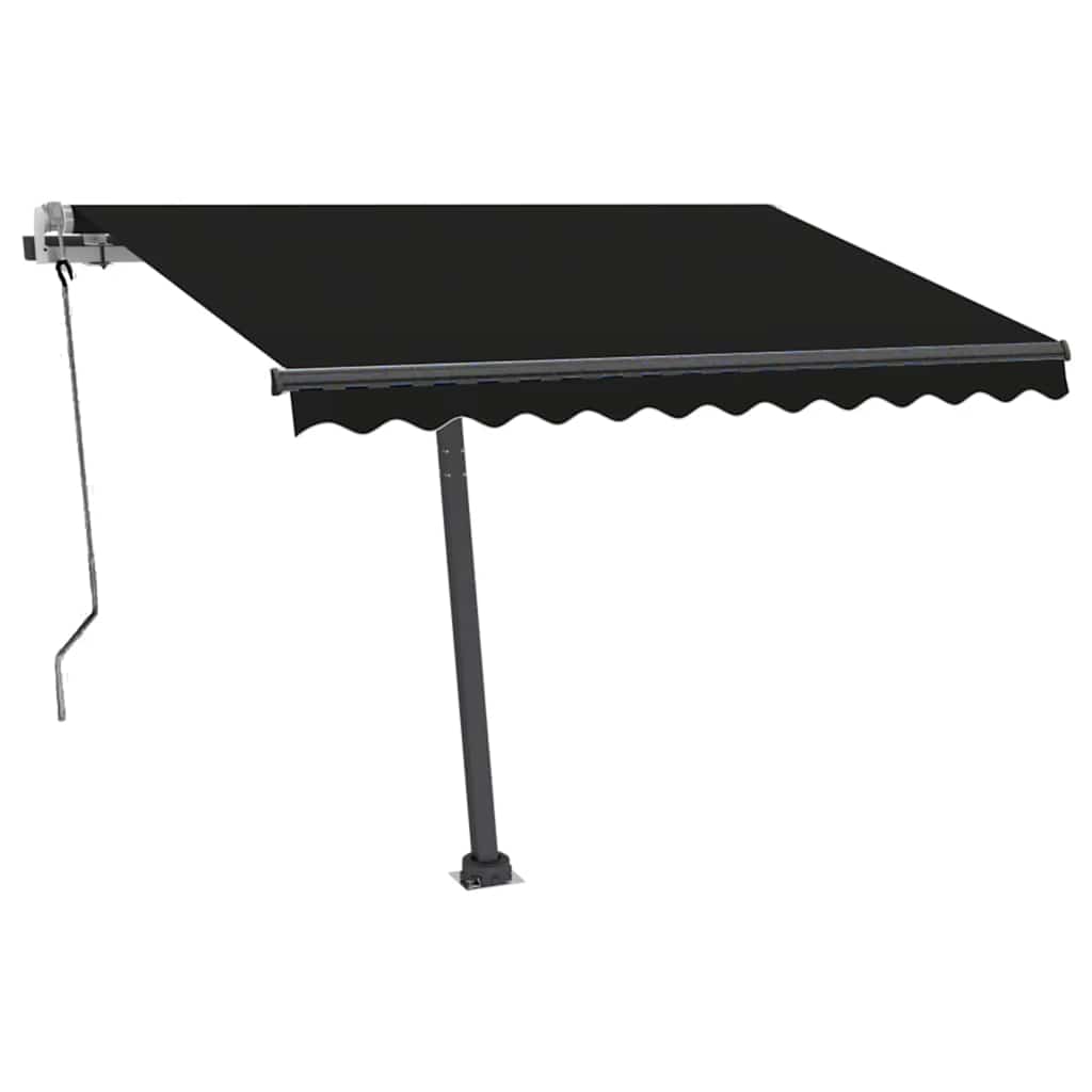 antracitszürke kézzel kihúzható LED-es napellenző 350 x 250 cm