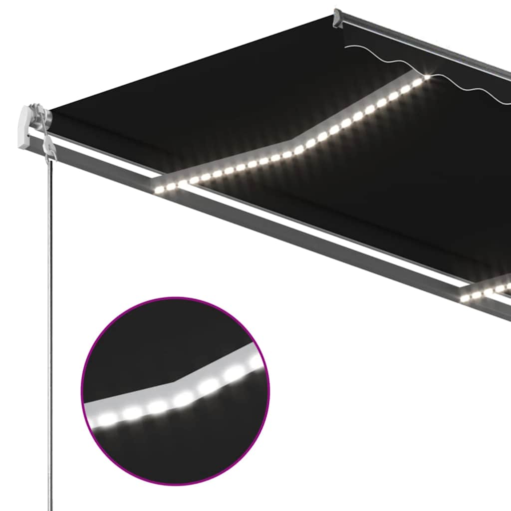 antracitszürke kézzel kihúzható LED-es napellenző 350 x 250 cm