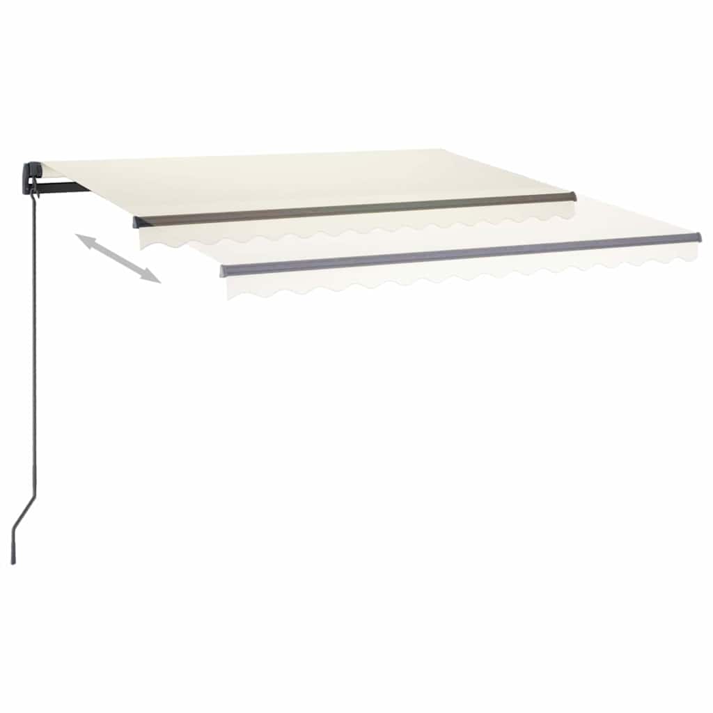 krémszínű kézzel kihúzható LED-es napellenző 3,5 x 2,5 m