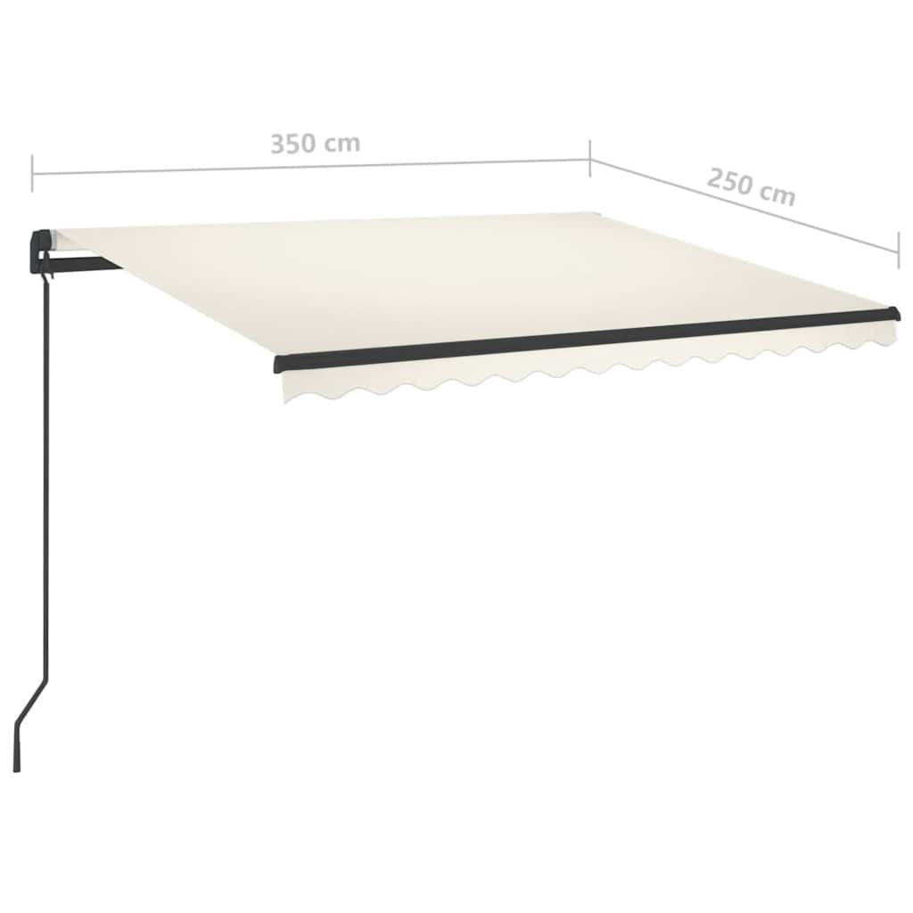 krémszínű kézzel kihúzható LED-es napellenző 3,5 x 2,5 m