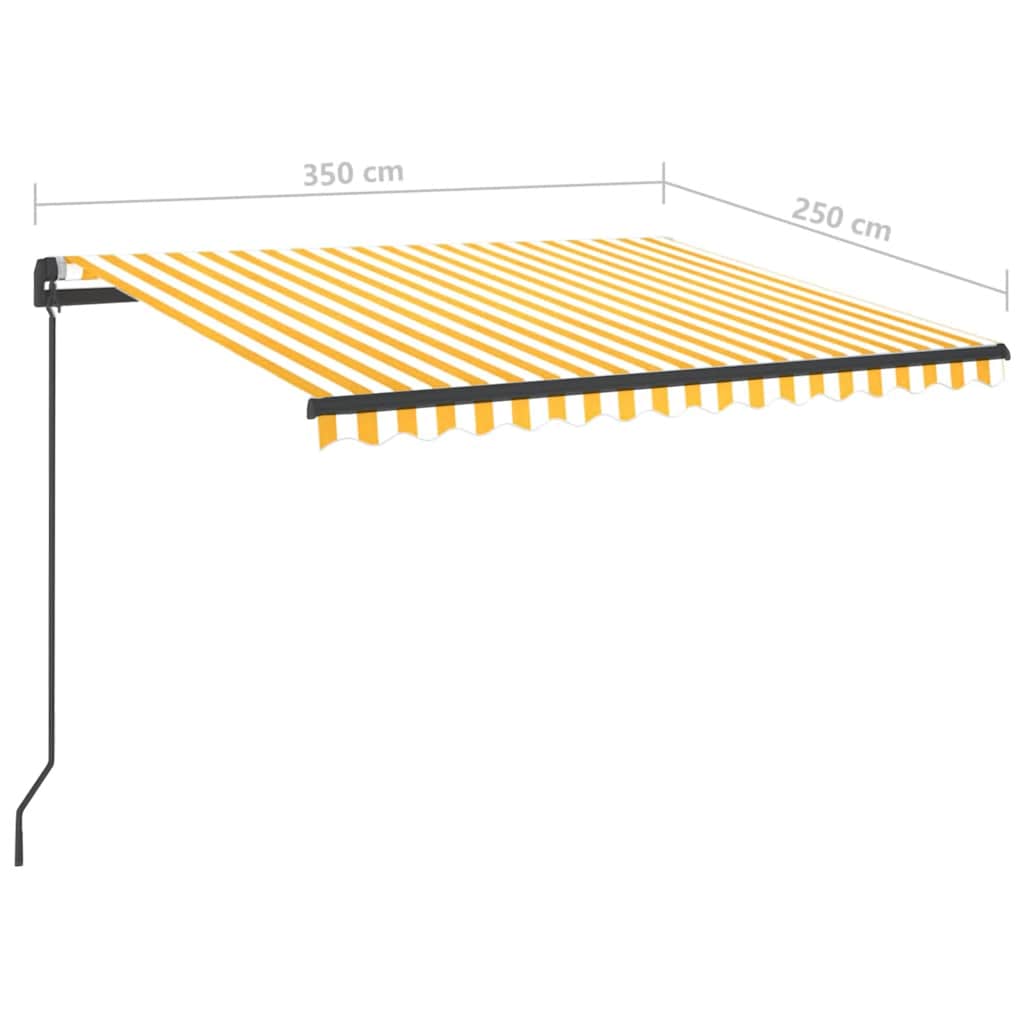 sárga és fehér kézzel kihúzható LED-es napellenző 3,5 x 2,5 m