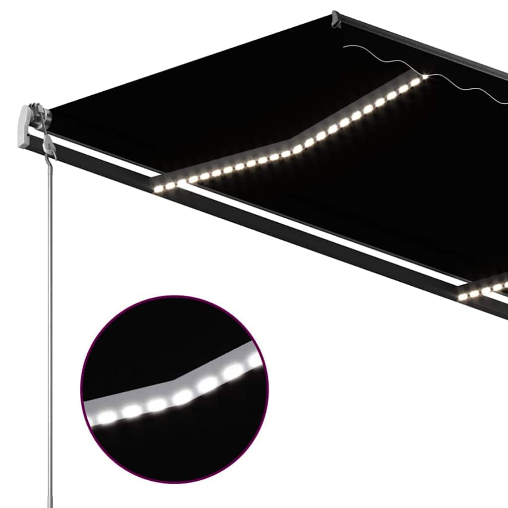 antracitszürke kézzel kihúzható LED-es napellenző 3,5 x 2,5 m