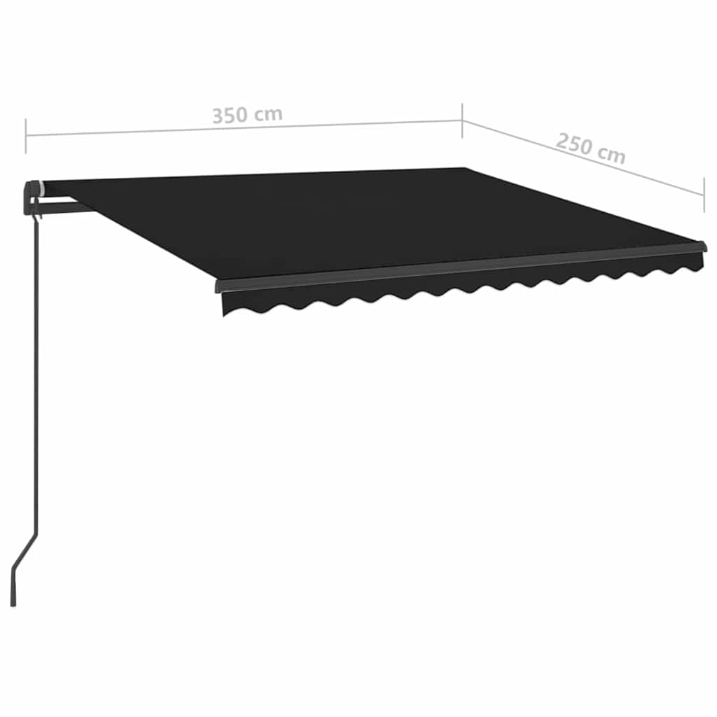 antracitszürke kézzel kihúzható LED-es napellenző 3,5 x 2,5 m
